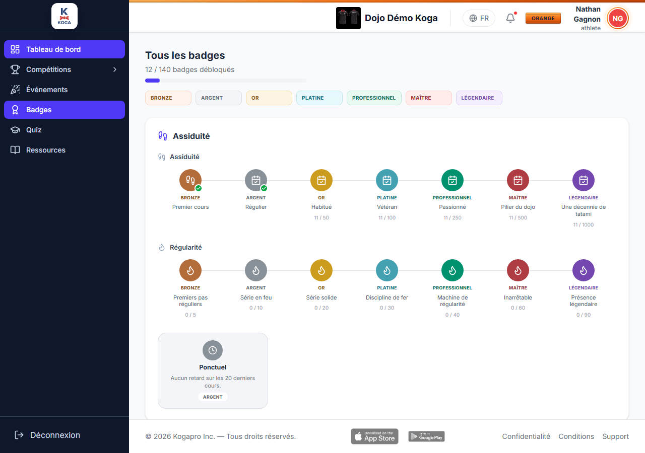 Badges de progression